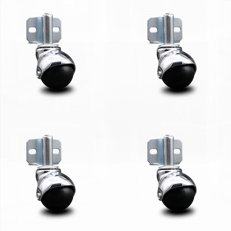 Service Caster 2 Inch Bright Chrome Polyolefin Ball Caster - Side Mount Bracket - SCC, 4PK SCC-GR01S20-POS-BC-716-4-CB180-4